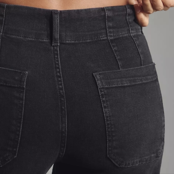 Mauve The Colette Denim High-Rise Cropped Wide-Leg Jeans  Wash Black - Size 31P - Picture 5 of 16